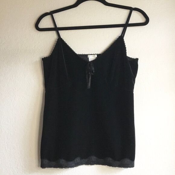 Velvet camisole lace bottom v neck with bow witchy witchcore whimsygoth y2k L - Picture 3 of 5